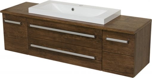 Vanity Unit Focus 140cm/2 + Basin LIV 80cm Antique Wood - Image 4