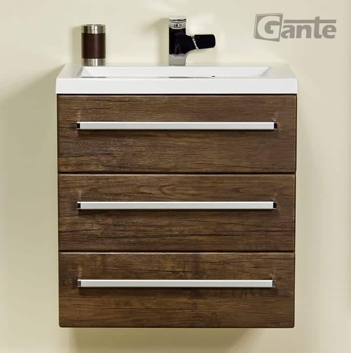 vanity unit 60cm antique wood three drawers