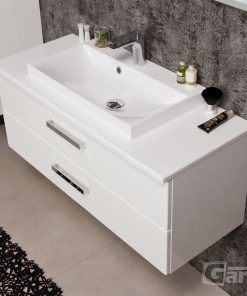 Vanity Unit Focus 100cm + worktop, White - Image 3
