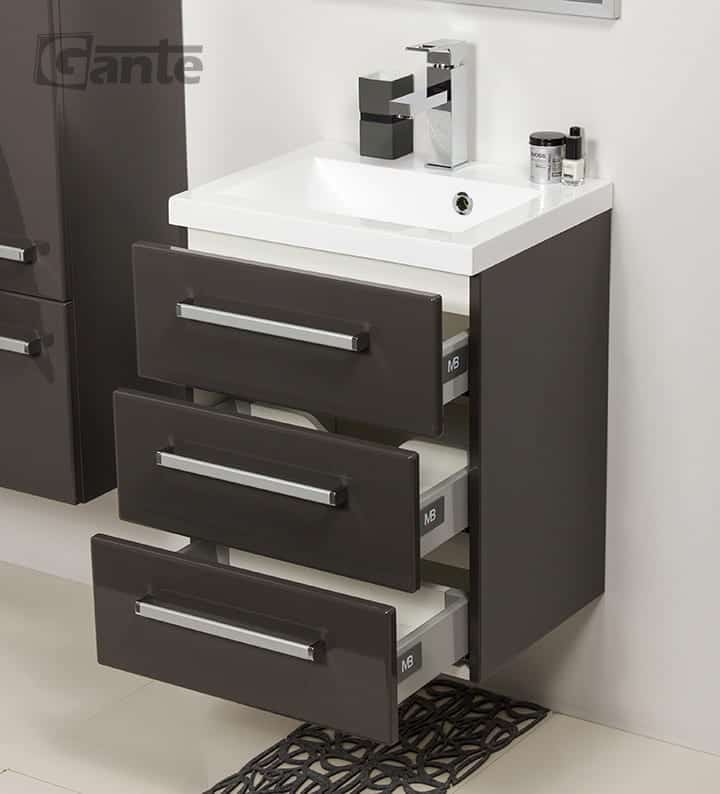Vanity Unit Focus 50cm/3 + Basin CLEVER 50cm Grey - Image 3