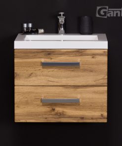 Vanity Unit Focus 50cm/2 + Basin CLEVER 50cm Oak