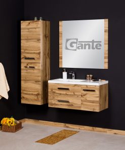 Vanity Unit Focus 90/2cm + Basin CLEVER 90cm Oak