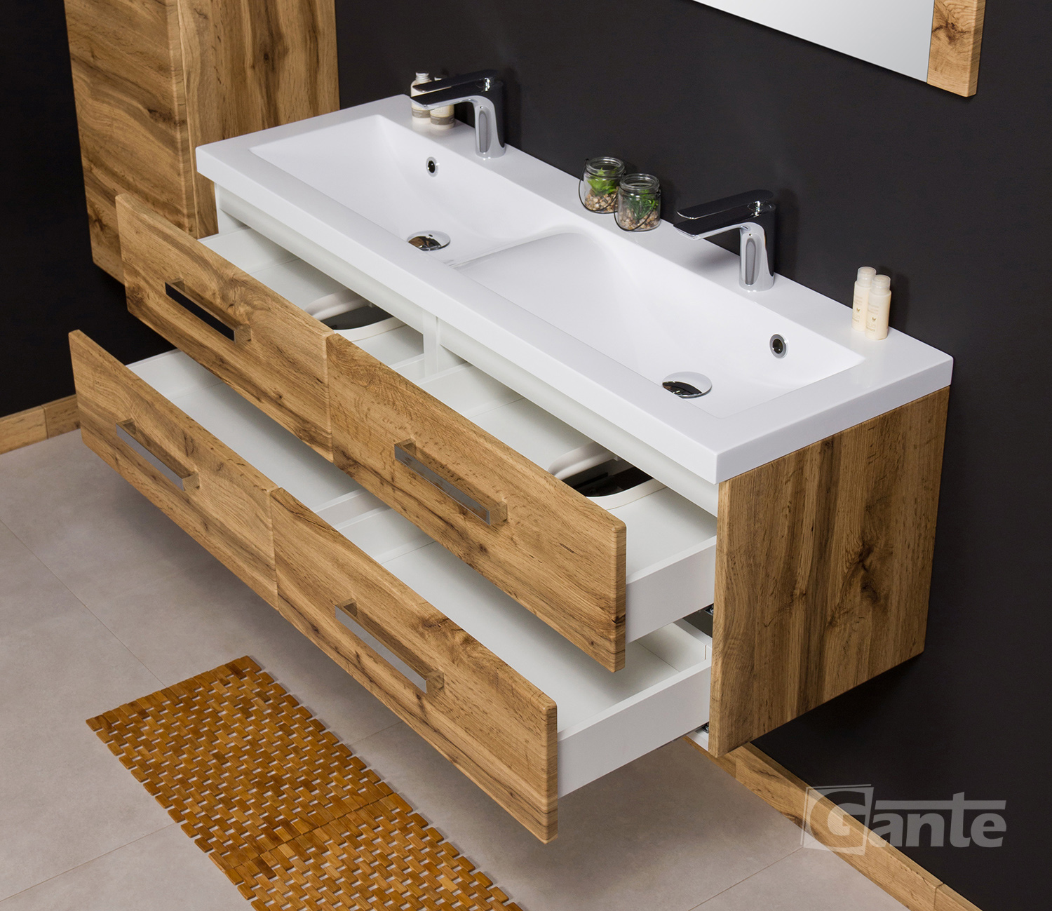 Vanity Unit Focus 120cm/4 + Double Basin 120cm, Oak - Image 4
