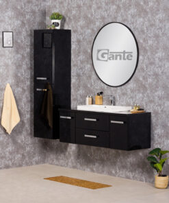 black vanity with worktop