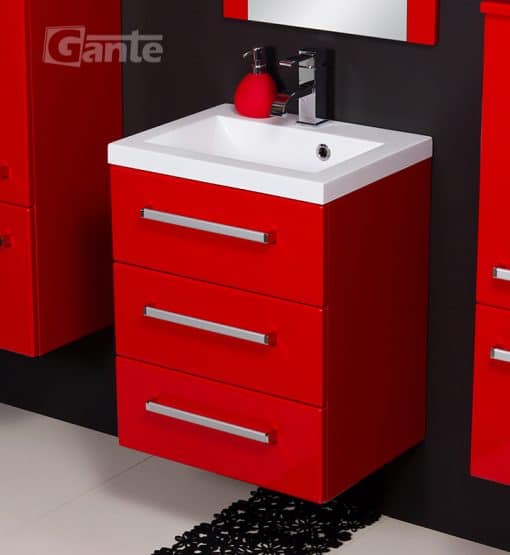 Vanity Unit Focus 50cm/3 + Basin CLEVER 50cm Red - Image 2
