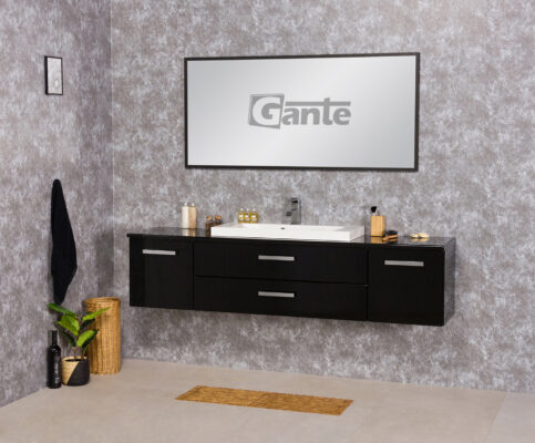 180cm black vanity unit