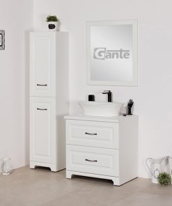 White freestanding vanity unit