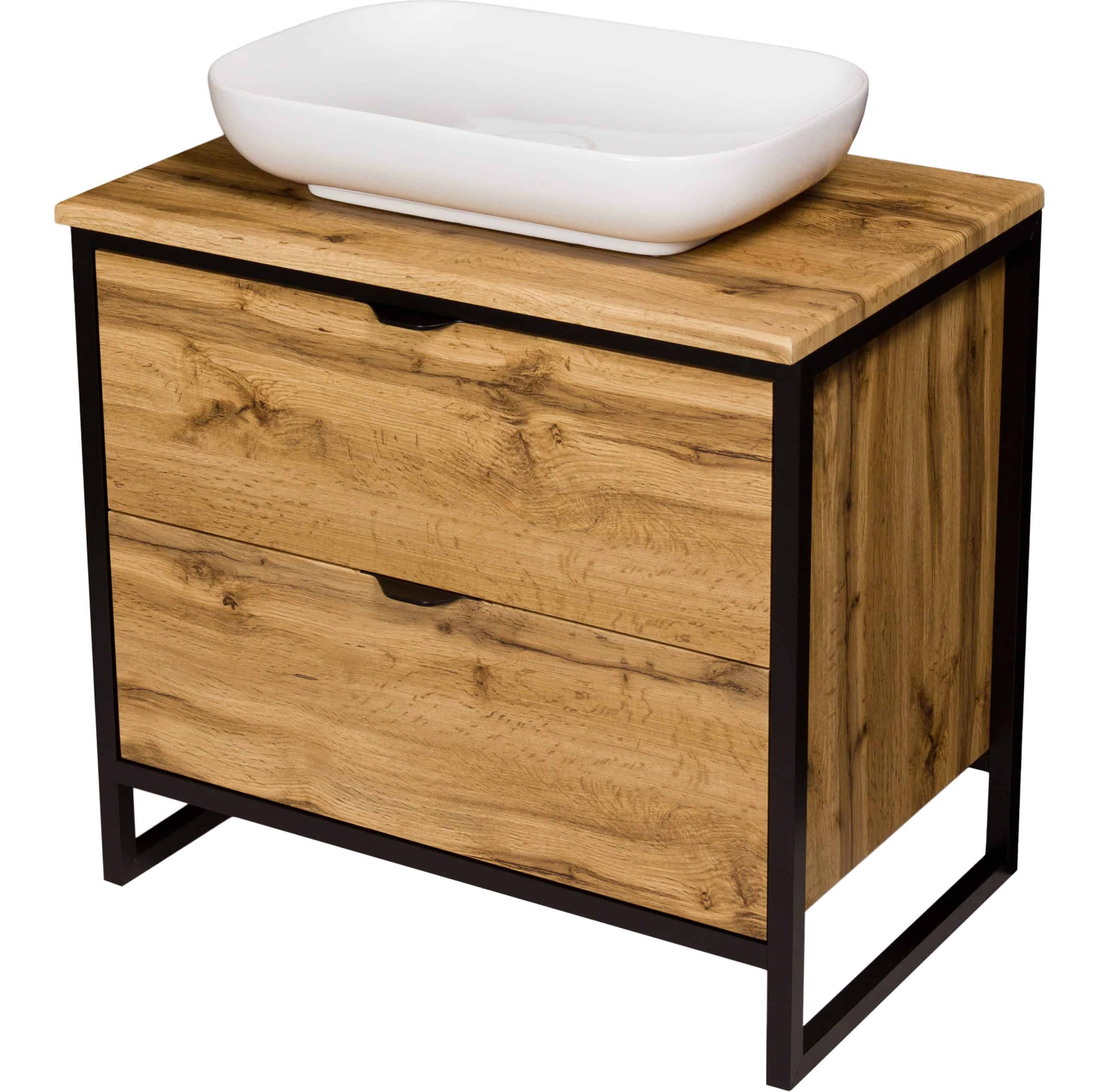 Vanity Unit NEW YORK 80cm, Oak + Basin PREMIUM White - Image 5