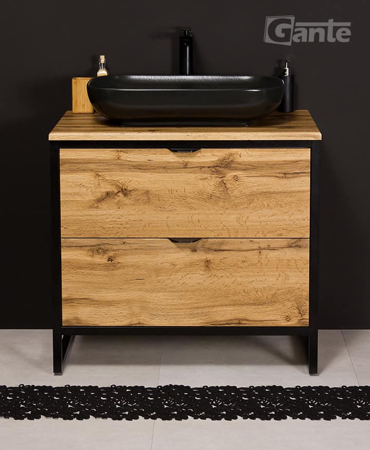 vanity unit in oak loft style