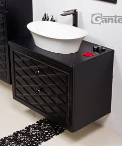 black vanity unit glamour style