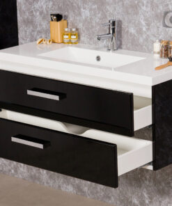 100cm vanity unit black