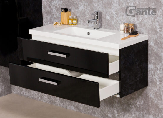 100cm vanity unit black
