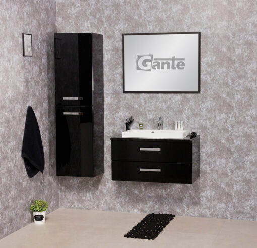 black vanity unit
