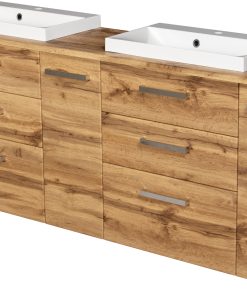 Vanity Unit Focus 210cm + 2 Basins LIV 60cm Oak - Image 5