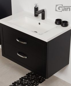 80cm black vanity unit