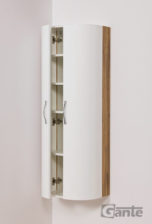 tall storage unit white/oak