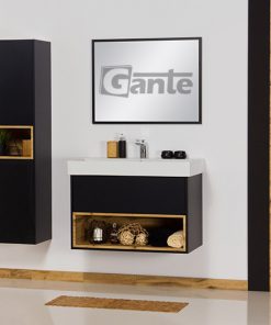 80 cm black vanity unit