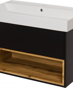 80 cm black vanity unit