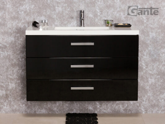 100cm vanity unit black