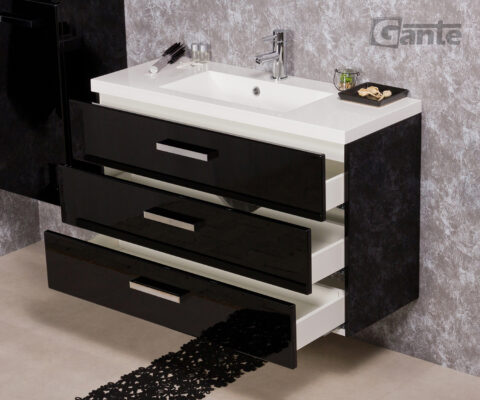 100cm vanity unit black