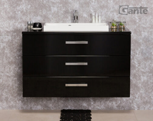 100cm vanity unit black with worktop