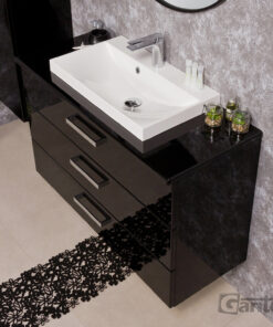 100cm vanity unit black with worktop