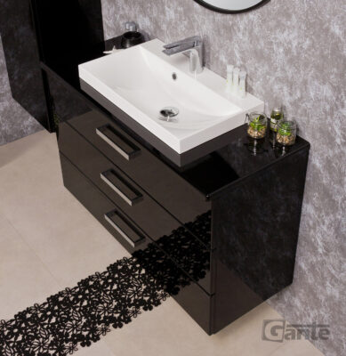 100cm vanity unit black with worktop