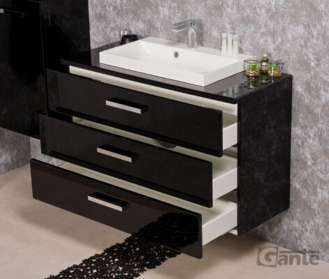 100cm vanity unit black with worktop