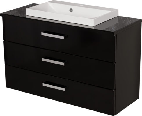 100cm vanity unit black with worktop