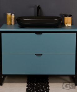 Blue vanity unit, floor standing