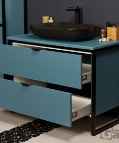 Blue vanity unit, floor standing