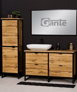 loft style oak vanity unit