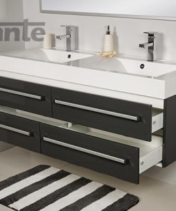 140cm grey vanity unit with 2 sinks