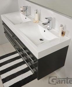140cm grey vanity unit with 2 sinks