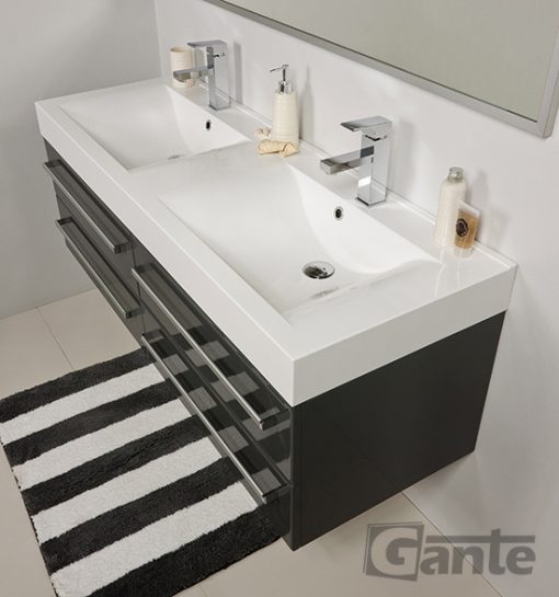 140cm grey vanity unit with 2 sinks