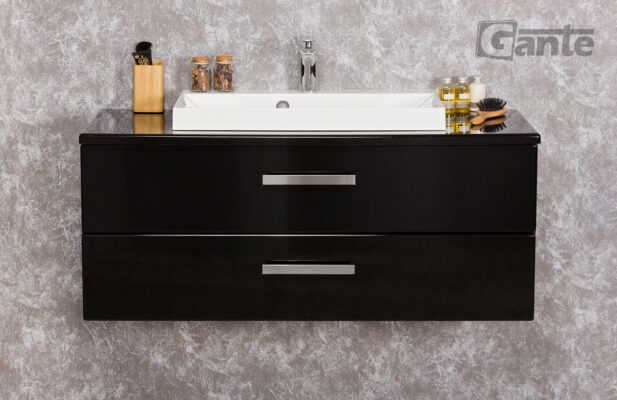 100cm vanity unit black