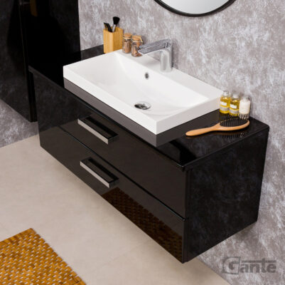 100cm vanity unit black