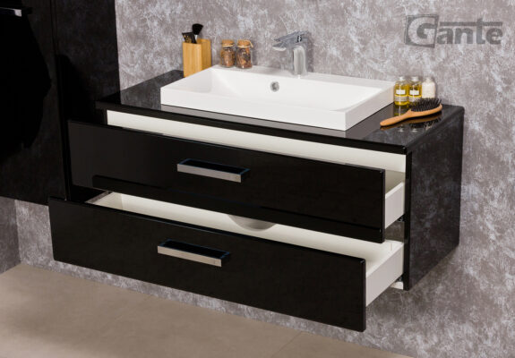 100cm vanity unit black