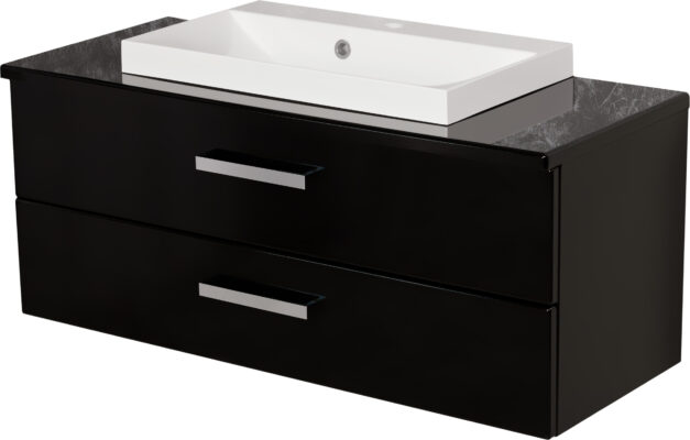 100cm vanity unit black