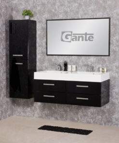 double sink black vanity unit
