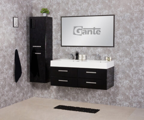 double sink black vanity unit