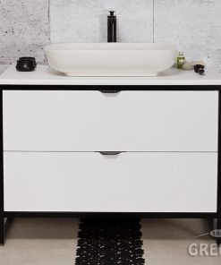 white floor standing loft style vanity unit