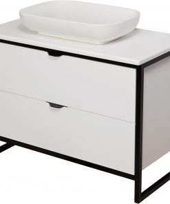 white floor standing loft style vanity unit