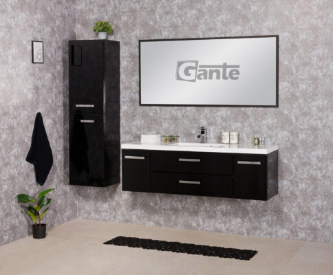 140cm black vanity unit
