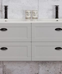 140 cm double basin light grey vanity