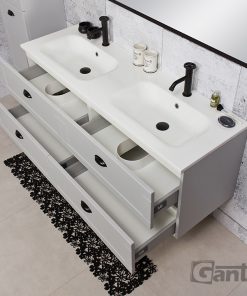 140 cm double basin light grey vanity