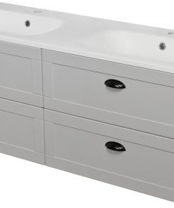 140 cm double basin light grey vanity