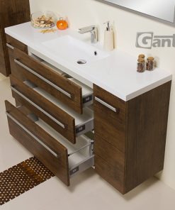 140cm dark wood vanity unit