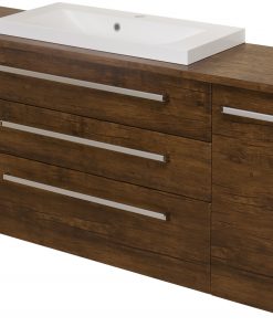 1.8m dark wood vanity unit