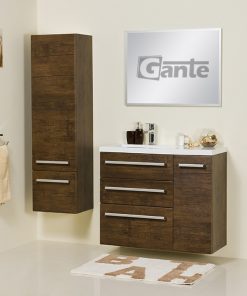 90cm dark wood vanity unit